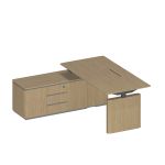 Стол руководителя на электроприводе на опорной тумбе левый, без экрана дуб грейдж