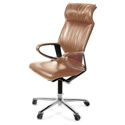 Кресло Modus высокое с подголовником натуральная кожа / бордовая