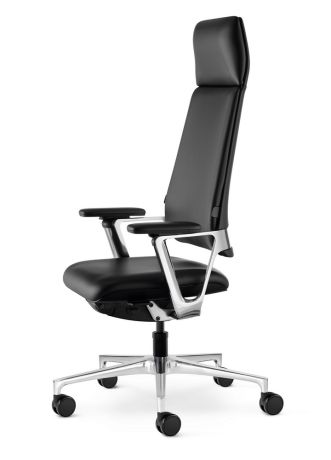 Кресло Connex2 с высокой спинкой натуральная кожа / серая 4802