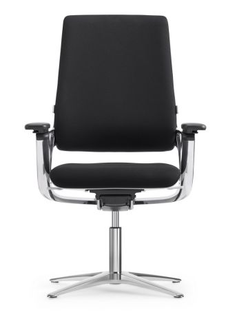 Кресло для посетителя Connex2 со средней спинкой на крестовине натуральная кожа / графит 4806