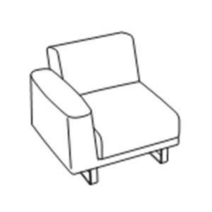 Кресло  с правым подлокотником ткань / B01/009