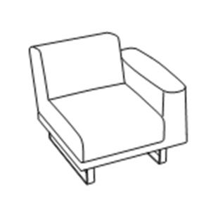 Кресло одноместное с 1-м левым подлокотником натуральная кожа / P01/296