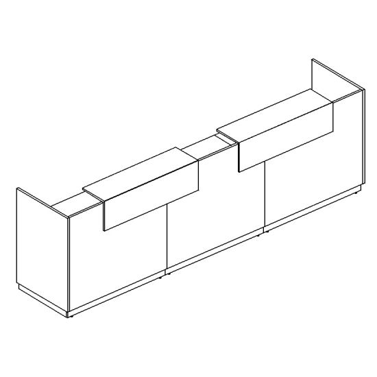 Стойка ресепшен прямая белый премиум / белый премиум / дуб шамони