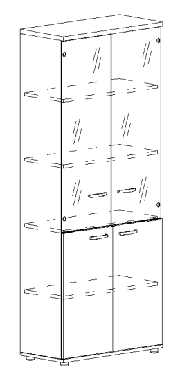Шкаф для документов со стеклянными прозрачными дверьми мокко премиум / белый премиум