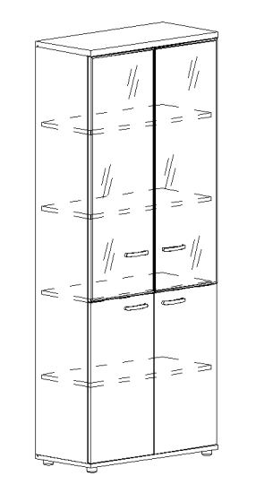 Шкаф со стеклянными дверьми в алюминиевой рамке дуб шамони / мокко премиум