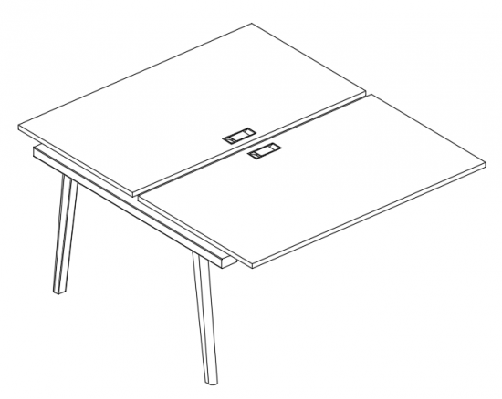 Секция стола рабочей станции (2х120) белый премиум