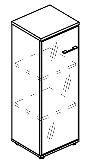 Шкаф средний узкий дверь стекло в рамке левый (топ ДСП) мокко премиум / мокко премиум
