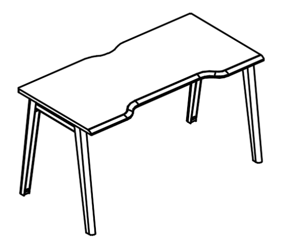 Стол Симметрия на каркасе МТ (1 скос) эргономичный  мокко премиум / белый, вставка белая