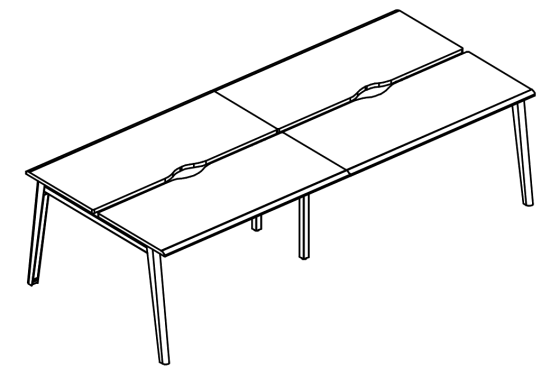 Рабочая станция на опоры МТ (1 скос) (4х140)  мокко премиум / белый, вставка мокко