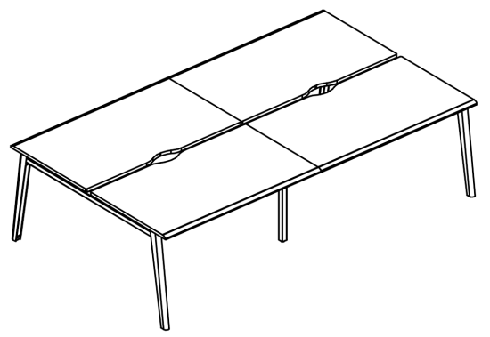 Рабочая станция 4х120 на каркасе МТ 1 скос мокко премиум / белый, вставка мокко