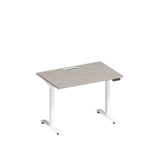 Стол письменный на электроприводе с заглушкой дуб шамони/ белый гладкий