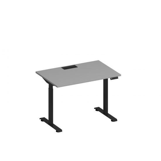 Стол письменный на электроприводе с заглушкой серый / черный гладкий