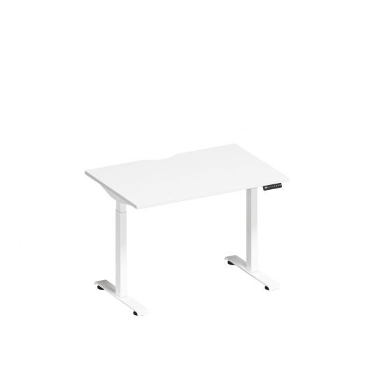 Стол письменный на электроприводе с вырезом белый премиум / белый гладкий