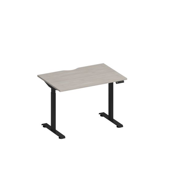 Стол письменный на электроприводе с вырезом дуб шамони/ черный гладкий