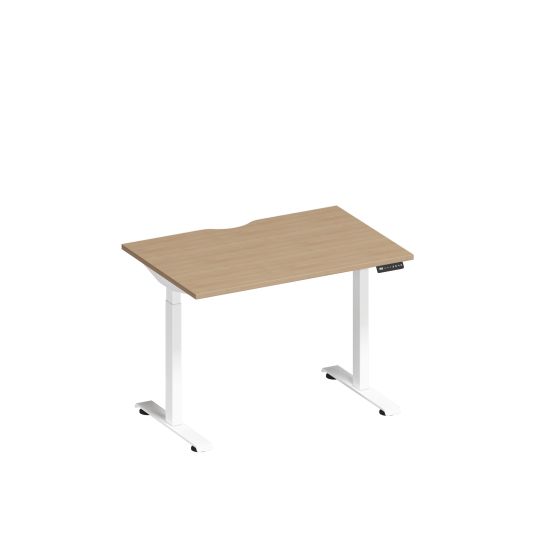 Стол письменный на электроприводе с вырезом натуральный дуб / белый гладкий