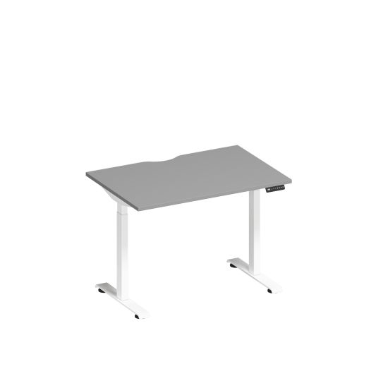 Стол письменный на электроприводе с вырезом серый / белый гладкий