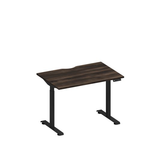 Стол письменный на электроприводе с вырезом дуб ристретто/ черный гладкий