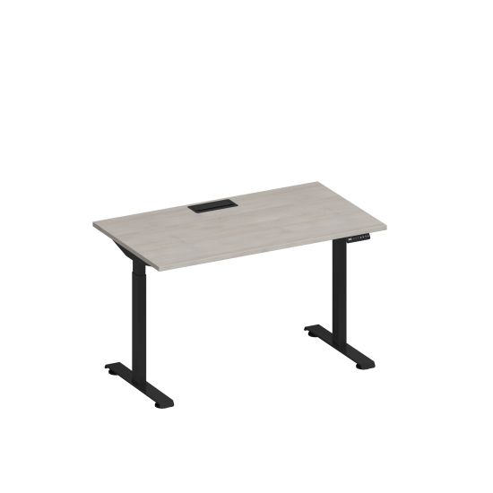 Стол письменный на электроприводе с заглушкой дуб шамони/ черный гладкий