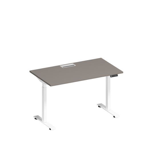 Стол письменный на электроприводе с заглушкой мокко премиум / белый гладкий
