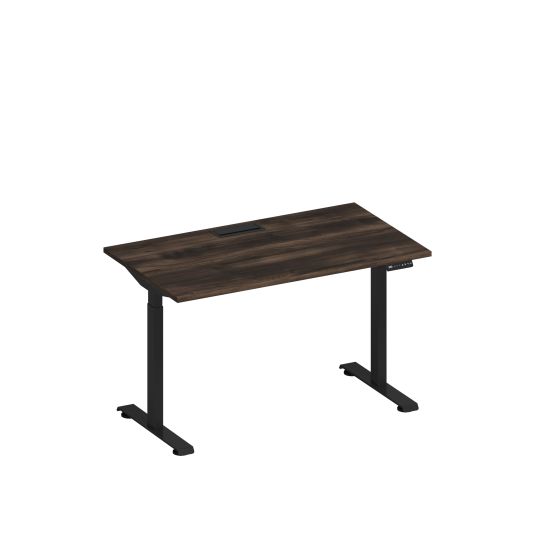 Стол письменный на электроприводе с заглушкой дуб ристретто/ черный гладкий