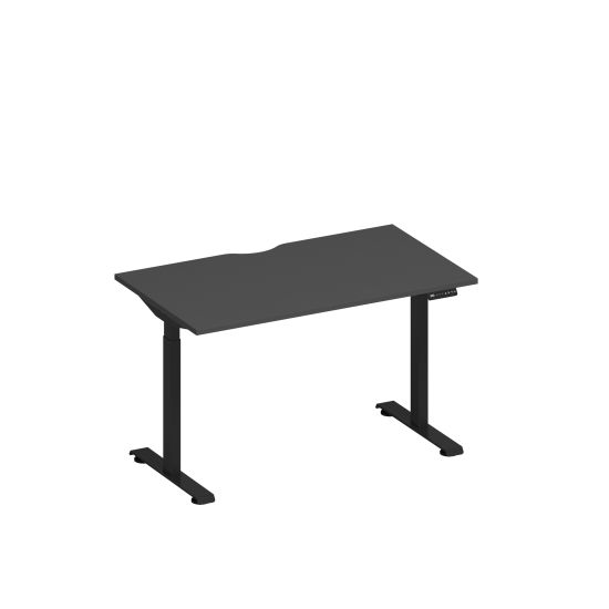 Стол письменный на электроприводе с вырезом антрацит премиум / черный гладкий