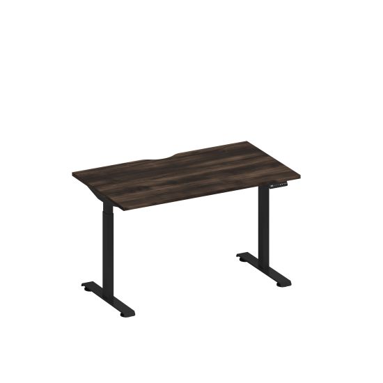 Стол письменный на электроприводе с вырезом дуб ристретто/ черный гладкий