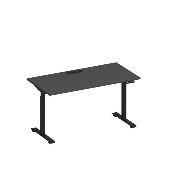Стол письменный на электроприводе с заглушкой антрацит премиум / черный гладкий