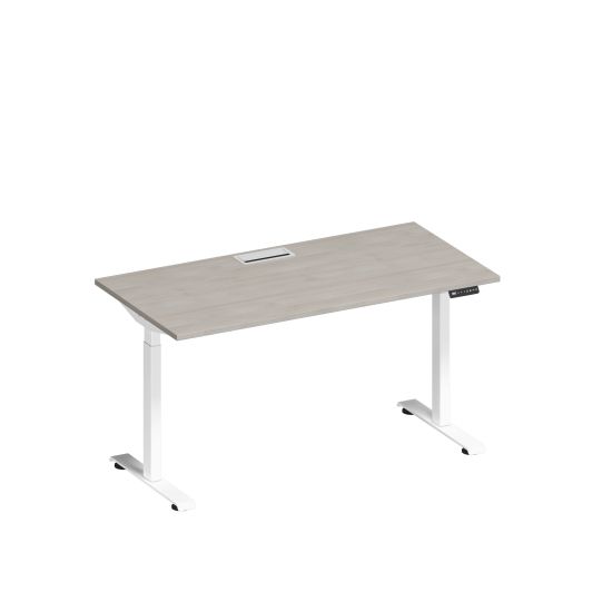 Стол письменный на электроприводе с заглушкой дуб шамони/ белый гладкий