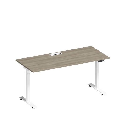 Стол письменный на электроприводе с заглушкой вяз либерти/ белый гладкий