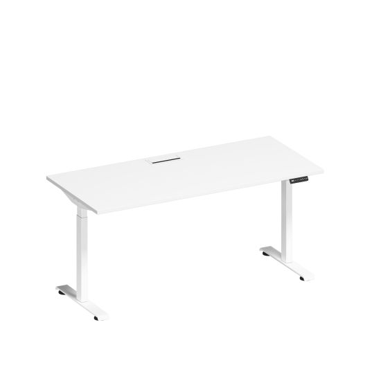 Стол письменный на электроприводе с заглушкой белый премиум / белый гладкий