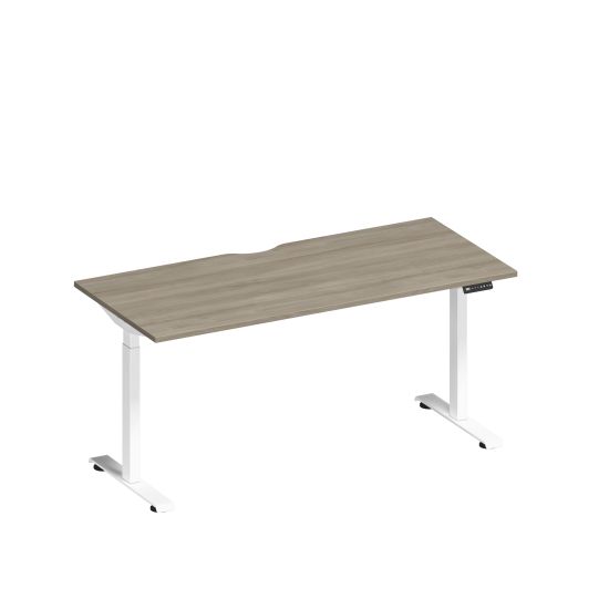 Стол письменный на электроприводе с вырезом вяз либерти/ белый гладкий