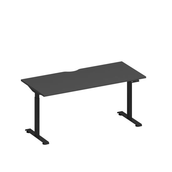 Стол письменный на электроприводе с вырезом антрацит премиум / черный гладкий