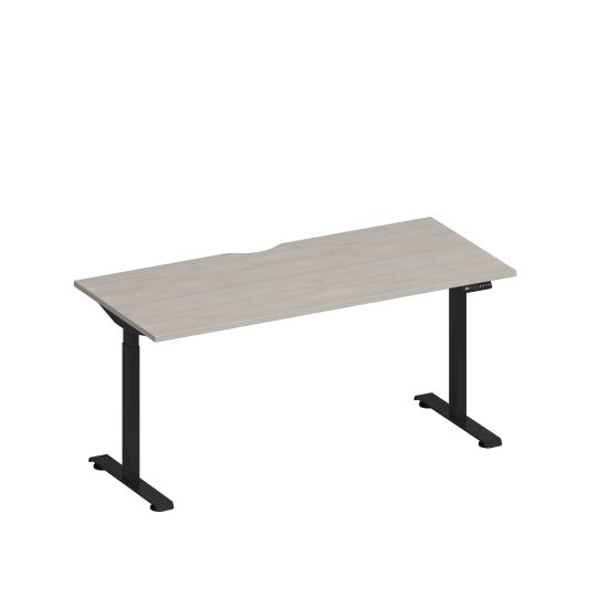 Стол письменный на электроприводе с вырезом дуб шамони/ черный гладкий