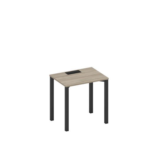 Стол письменный на металлокаркасе, столешница с заглушкой вяз либерти/ черный гладкий