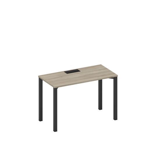 Стол письменный на металлокаркасе, столешница с заглушкой вяз либерти/ черный гладкий