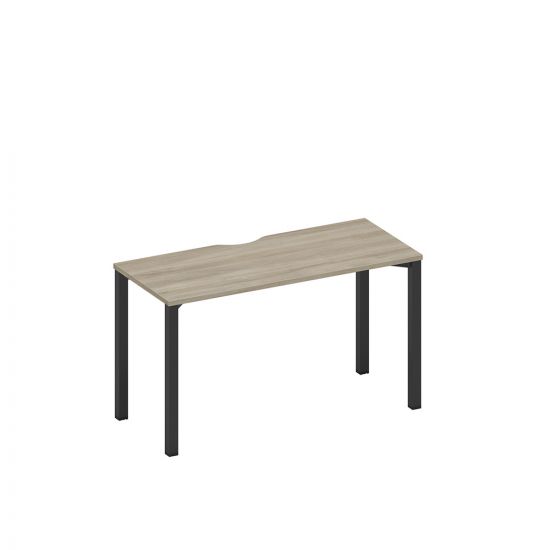 Стол письменный на металлокаркасе, столешница с вырезом вяз либерти/ черный гладкий