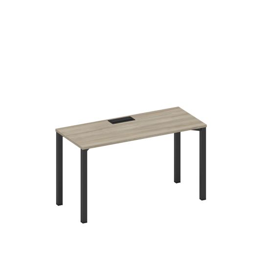 Стол письменный на металлокаркасе, столешница с заглушкой вяз либерти/ черный гладкий