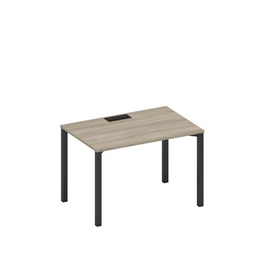 Стол письменный на металлокаркасе, столешница с заглушкой вяз либерти/ черный гладкий